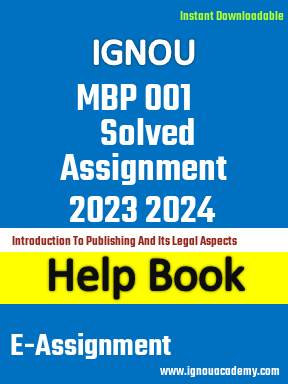 IGNOU MBP 001 Solved Assignment 2023 2024